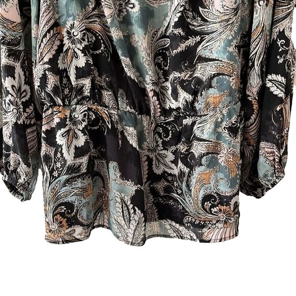 Maurices Paisley Off The Shoulder Peplum Top Womens Size XXL Long Sleeve Boho - Picture 4 of 8